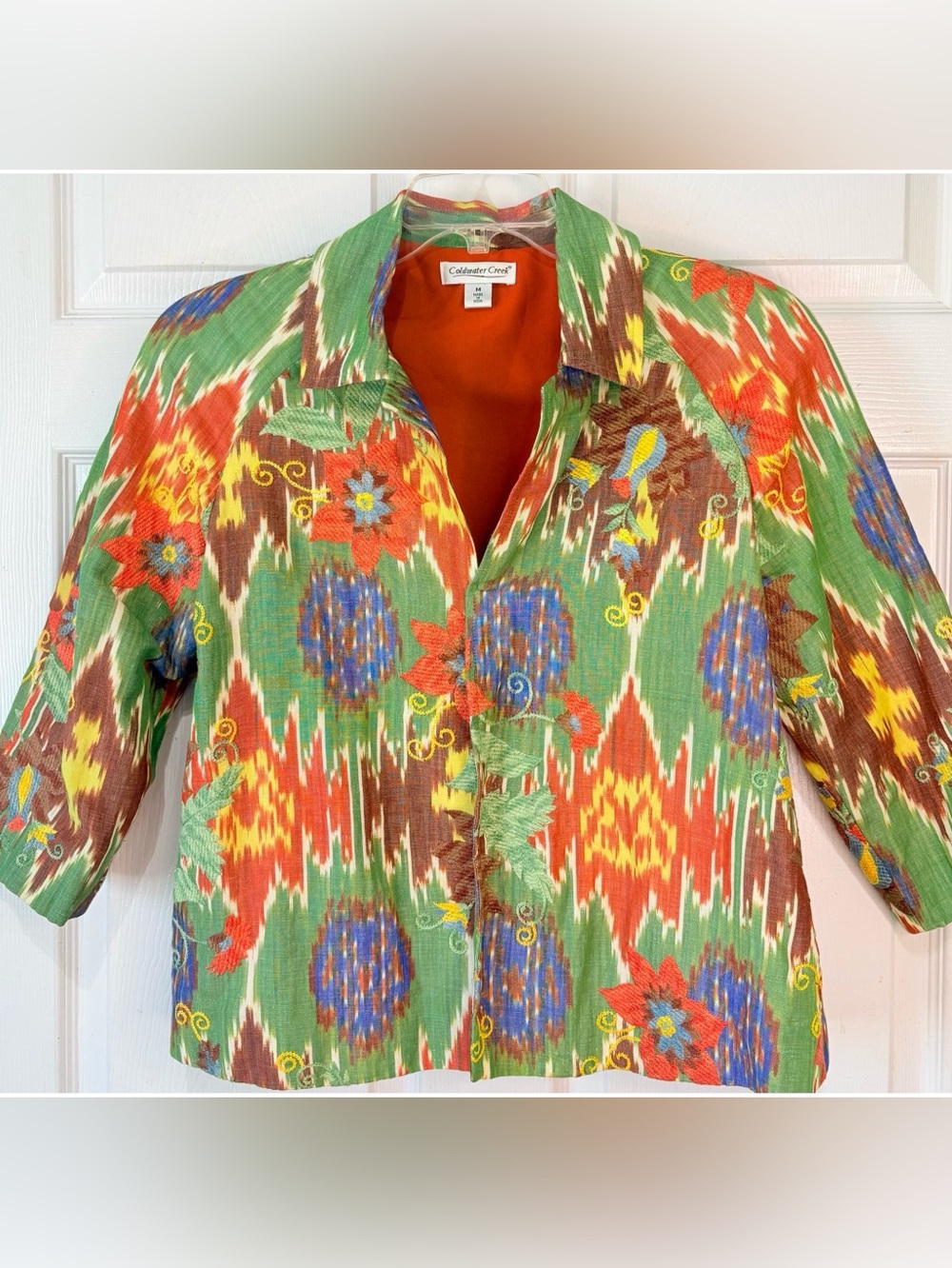 Coldwater Creek Aztec Southwest Embroidered Fall Jacket Sz Medium